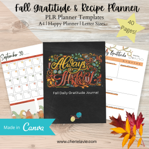 Fall Gratitude & Recipe Book PLR Planner