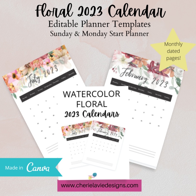 2023 Floral Watercolor Calendars